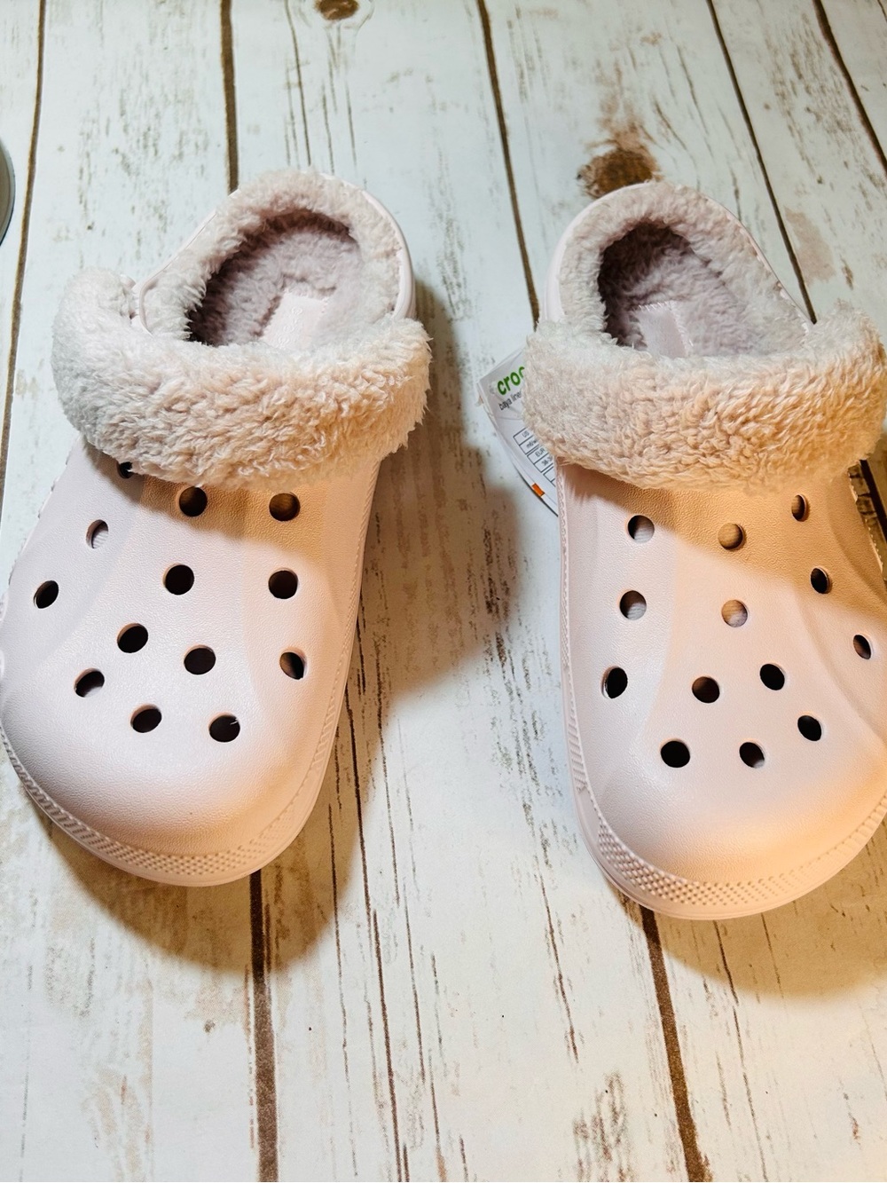 CROCS Classic Clog Baya Lined Fuzzy Strap Pale Pink Women’s Size 8 New - Picture 5 of 6